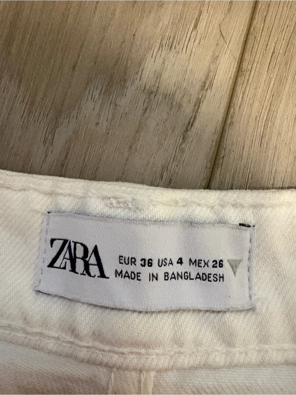 Zara Cream Distressed Denim Shorts