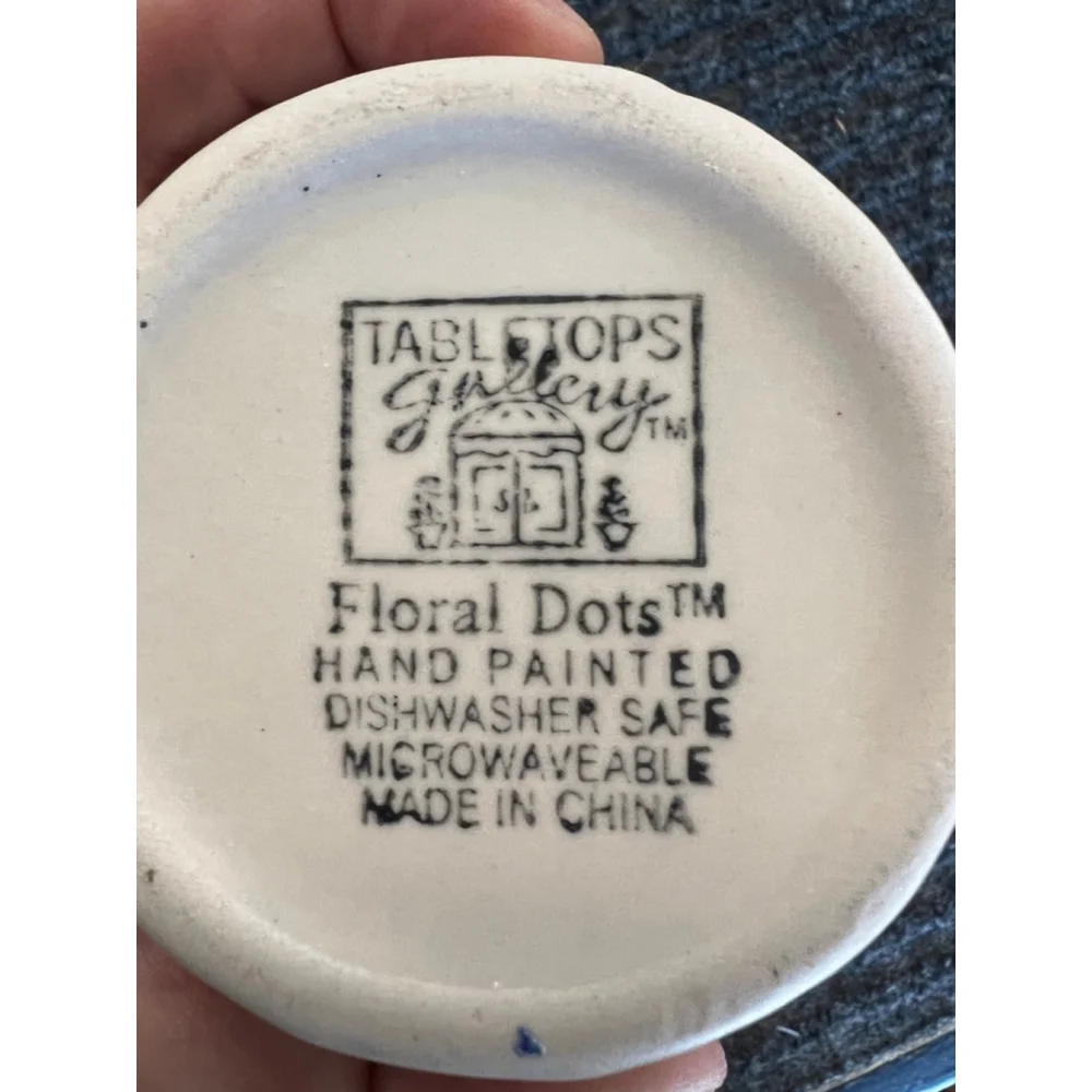 Tabletops Gallery Floral Dots Hand Painted 4 Pc Canister Set Ceramic GUC