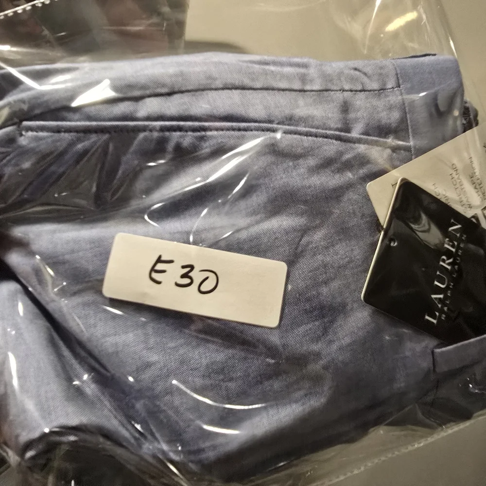 NWT Ralph Lauren UltraFlex 100% Cotton Edgewood Dress Pants Light Blue 34x30