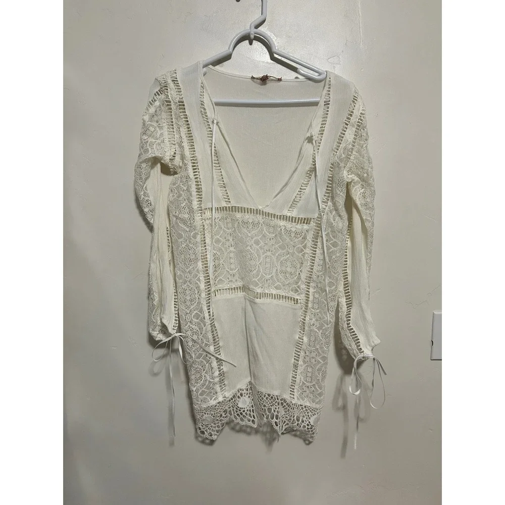For Love & Lemons Martinique Lace Swim Cover Up White Medium