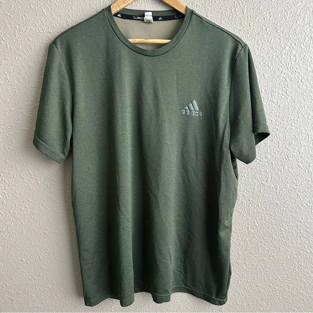 Adidas Heather Green Climalite Athletic Short Sleeve Performance Stretch T-Shirt