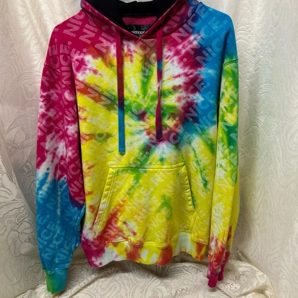 NiceKicks by Nike Tie-Dye‎ Hoodie with 'Nice' Print