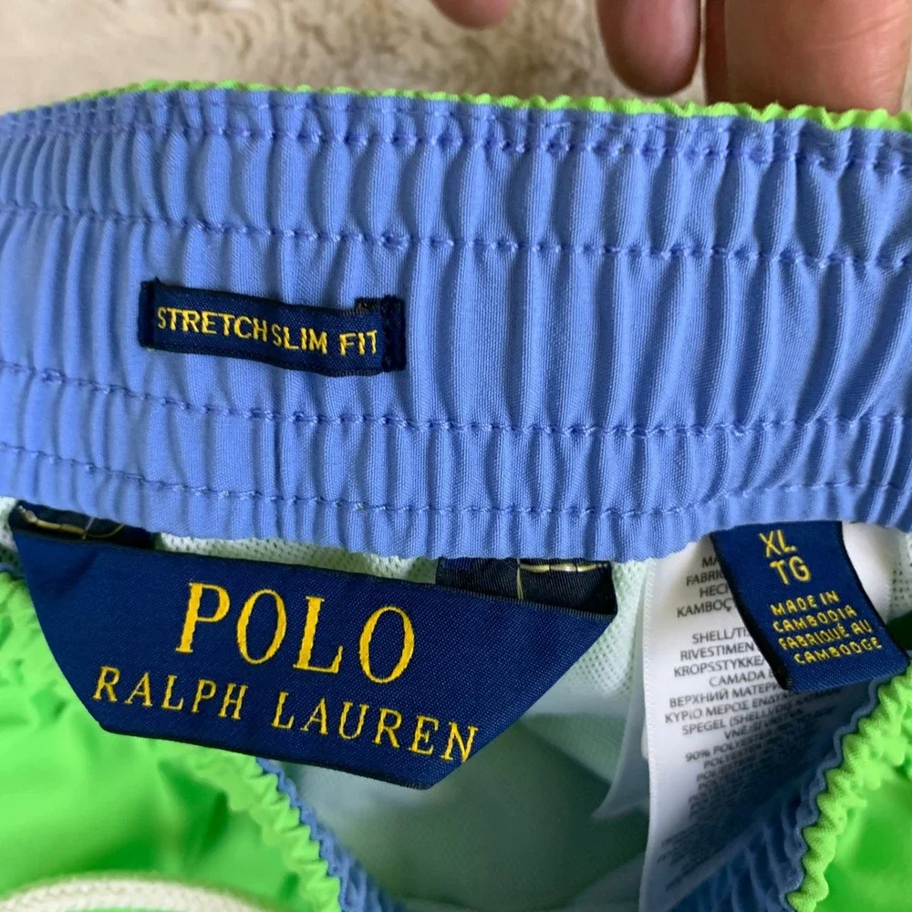 Polo Ralph Lauren Mens Lime Green Stretch Slim Fit Swim Trunks‎ XL 1375