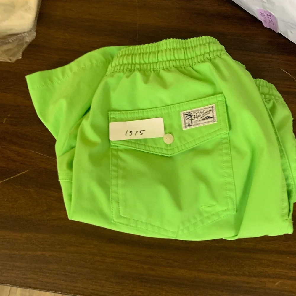 Polo Ralph Lauren Mens Lime Green Stretch Slim Fit Swim Trunks‎ XL 1375