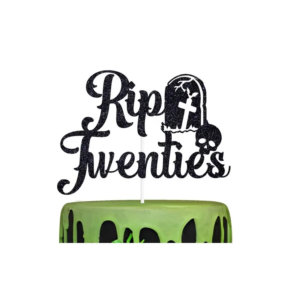 Hilarious Rip Twenties Cake Topper Black Glitter 30th‎ Birthday Party Funeral