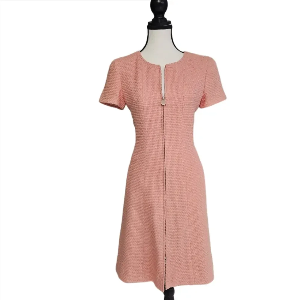 CHANEL Pink Textured Midi Dress