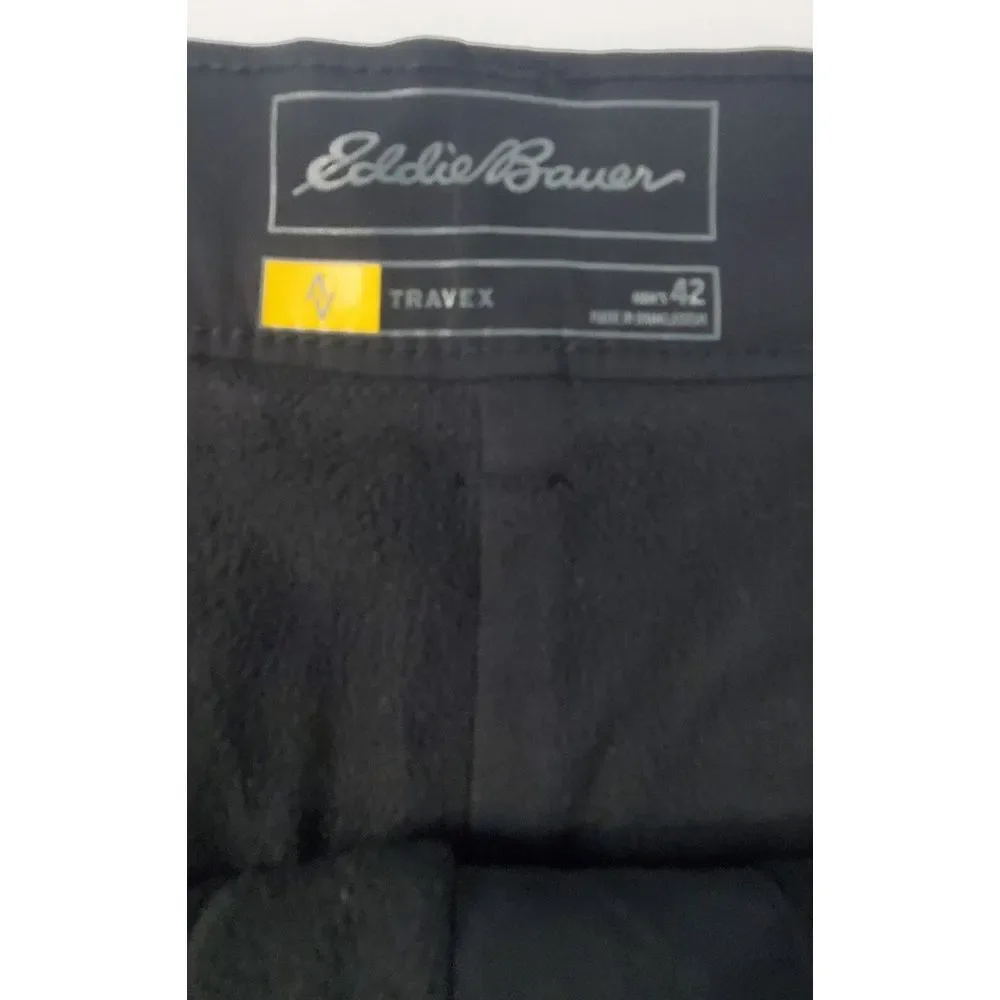 Eddie Bauer Shorts Mens 42 Black Travex Travel Stretch Hiking Trek Trail‎ Fish
