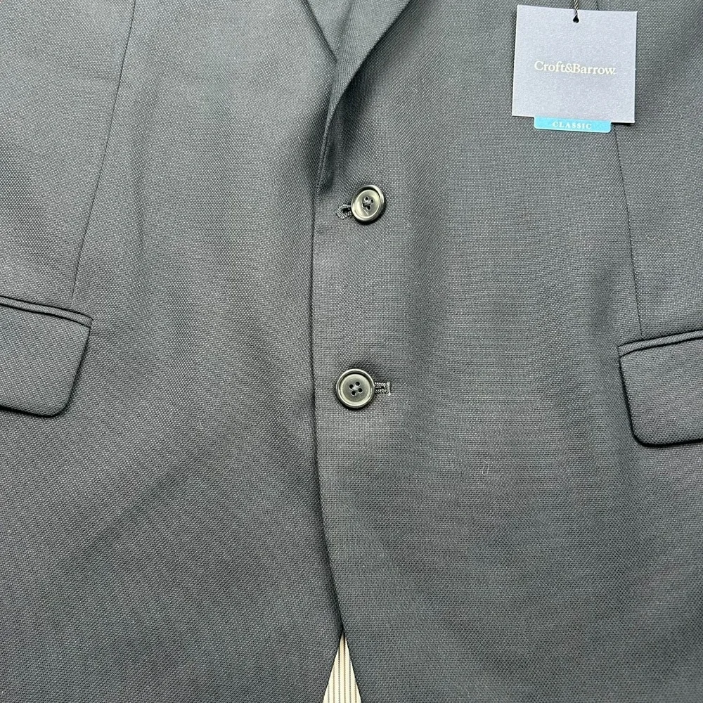 Croft & Barrow Classic Two‎ Button Blazer Mens 48R Navy Blue Polyester NEW