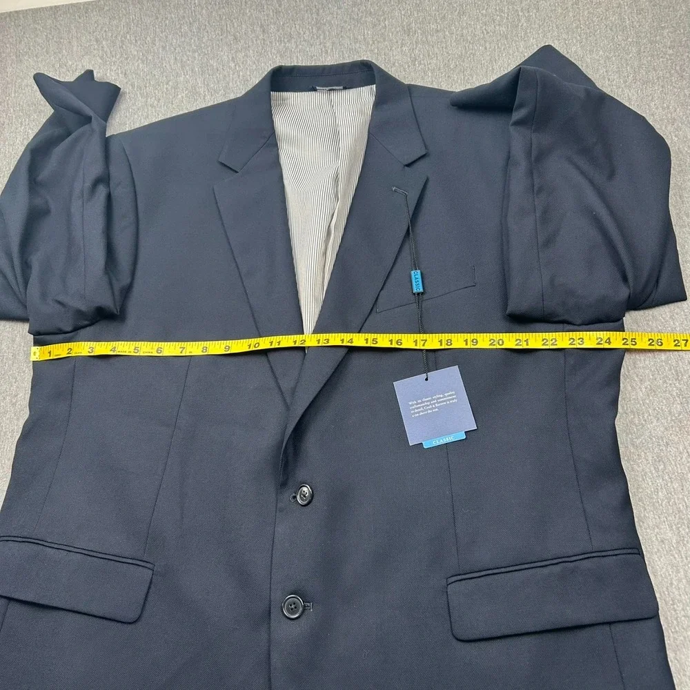 Croft & Barrow Classic Two‎ Button Blazer Mens 48R Navy Blue Polyester NEW