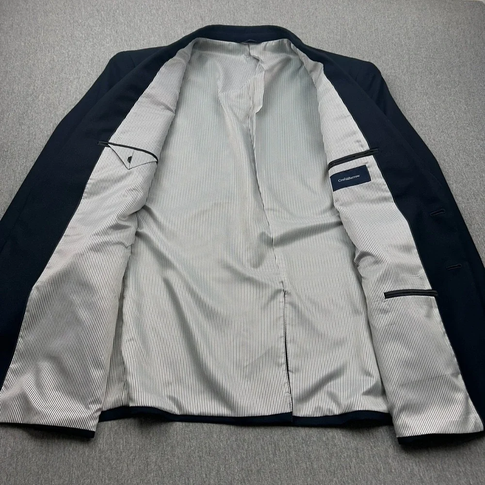 Croft & Barrow Classic Two‎ Button Blazer Mens 48R Navy Blue Polyester NEW