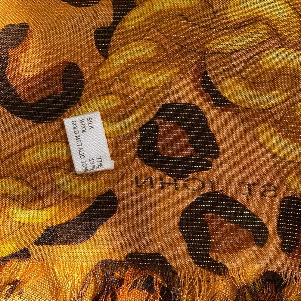 St. John Knits Silk Scarf - Leopard/Chain Print 33