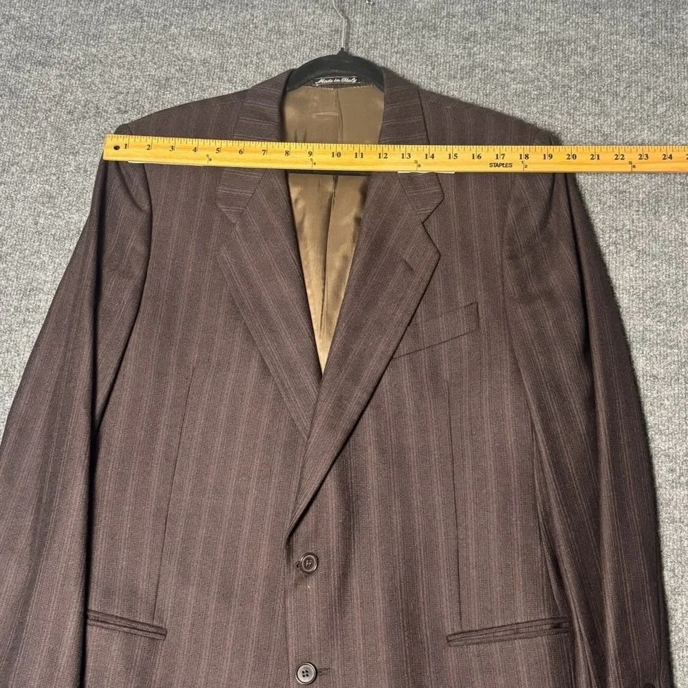 Emanuel Ungaro Uomo Brown Pinstripe Virgin‎ Wool Blazer Saks Fifth Avenue 42L IT