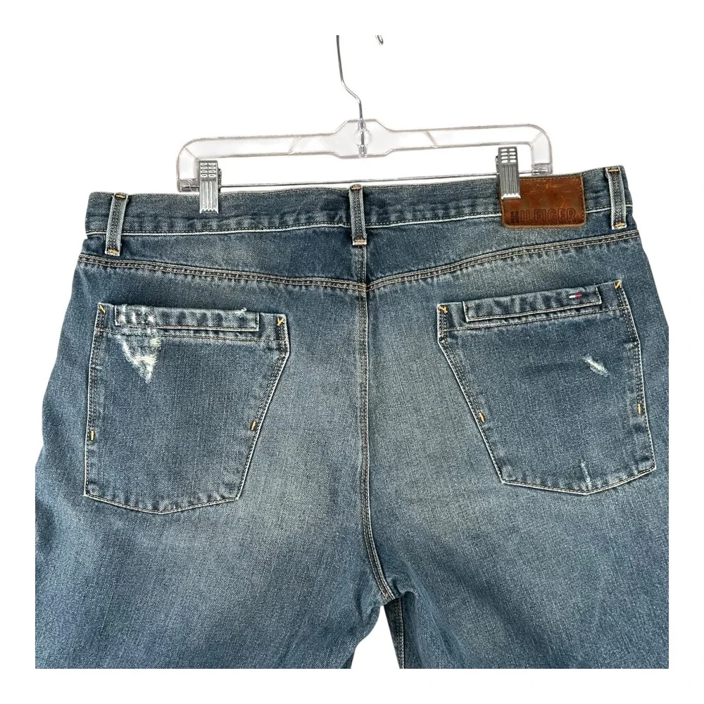 Tommy Hilfiger‎ Denim Shorts Mens 38/39 Blue Relaxed Fit Distressed Y2K Jorts