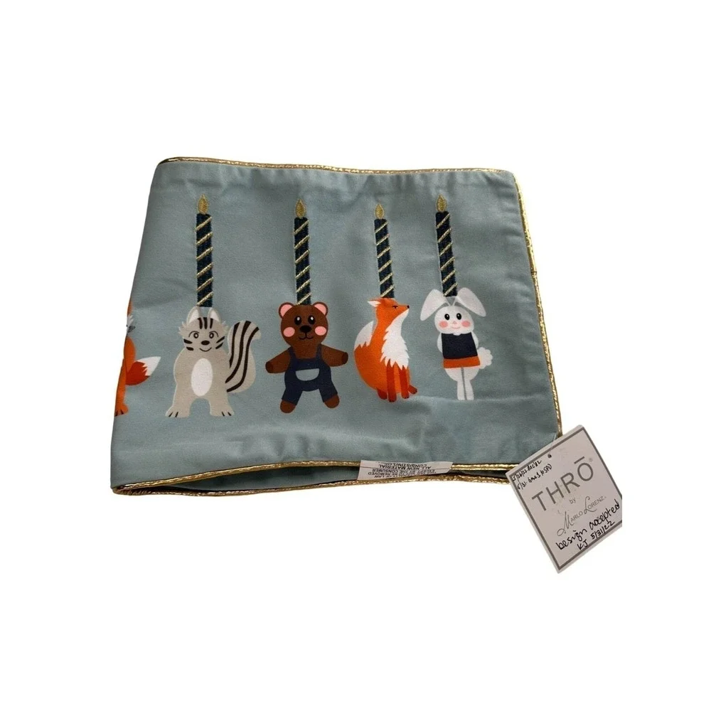 Thro‎ Marlo Lorenz pillow case Woodland Animal Hanukkah Embroidered Velvet Fox