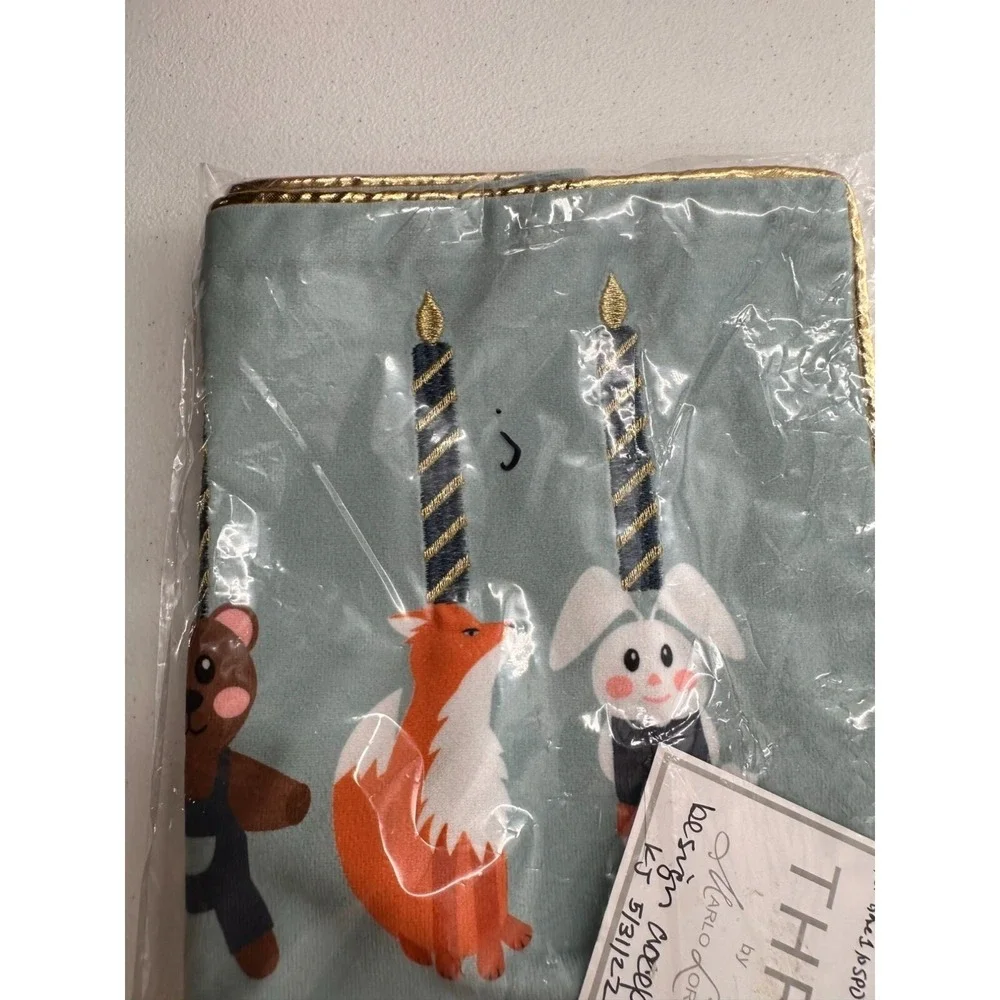 Thro‎ Marlo Lorenz pillow case Woodland Animal Hanukkah Embroidered Velvet Fox