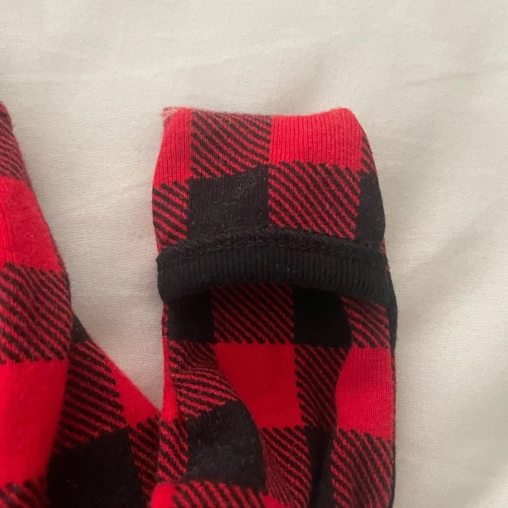 Old Navy red plaid Microfleece 2-Way-Zip Footed One-Piece for Baby size 0-3 m