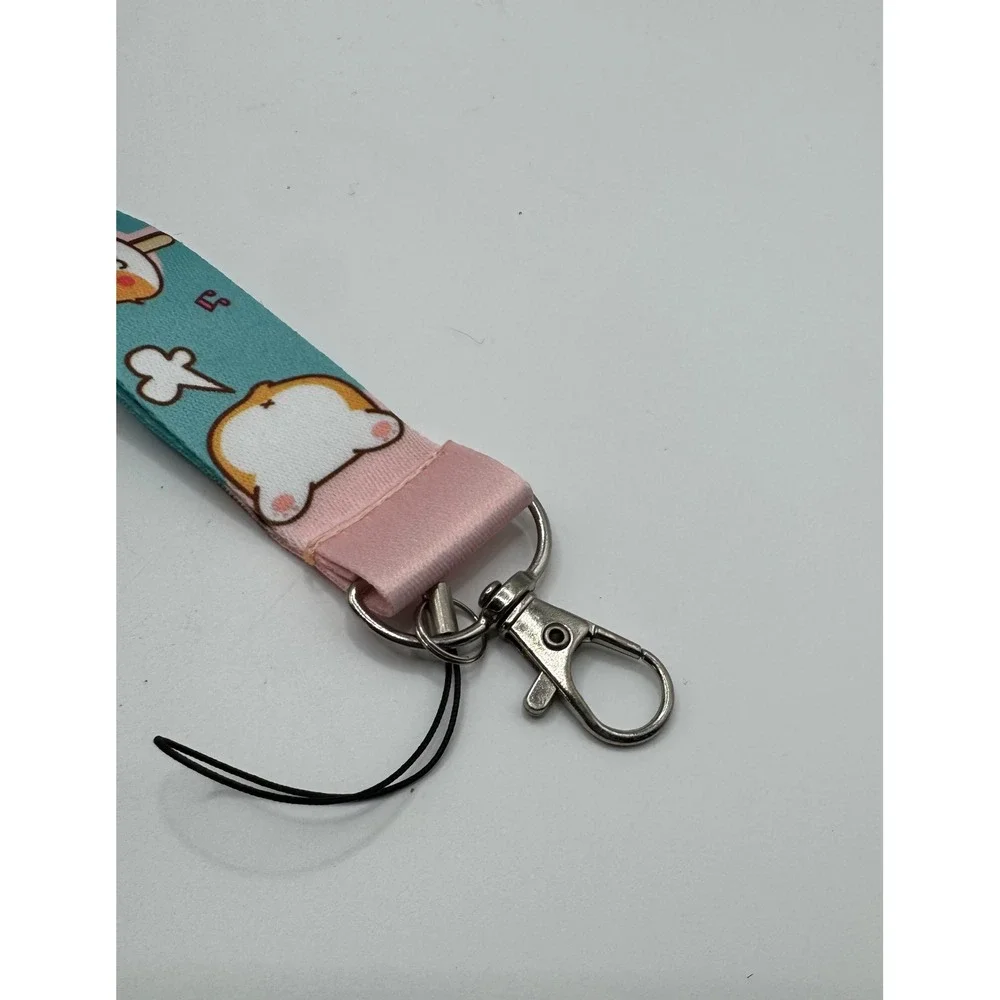 Corgi‎ Neck Lanyard One Size Teal Pink Summer Dog Print ID Key Badge Holder