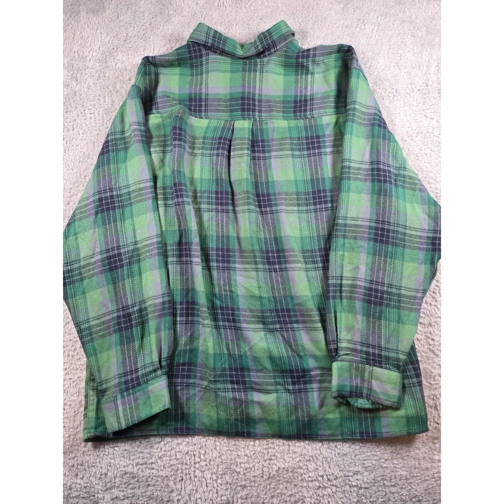 John Blair Flannel Shirt Jacket XL Green Plaid‎ Mens Quilted Lined B05100