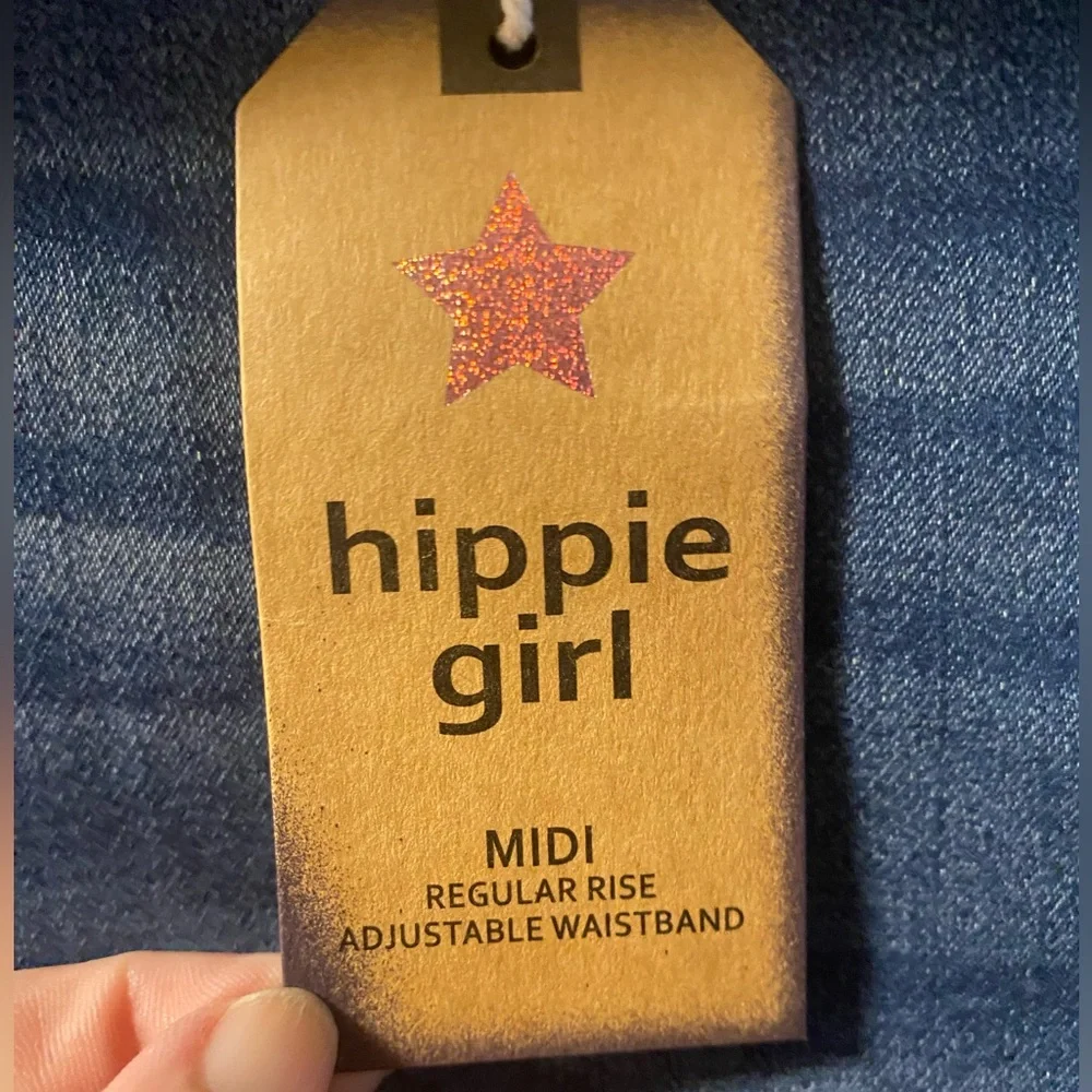 Hippie Girl Midi Jean Shorts Regular Rise Super‎ Soft Stretch Adjustable Waist