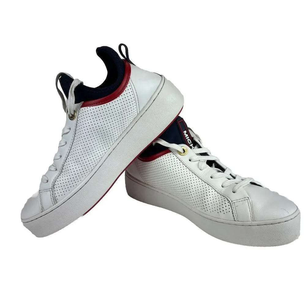 Michael Kors Ace Perforated Leather and Scuba‎ Sneaker Women's size 5.5 Preowned