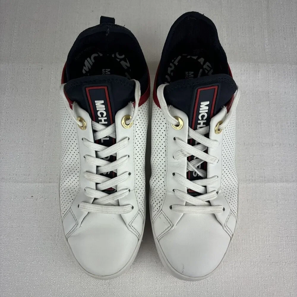 Michael Kors Ace Perforated Leather and Scuba‎ Sneaker Women's size 5.5 Preowned