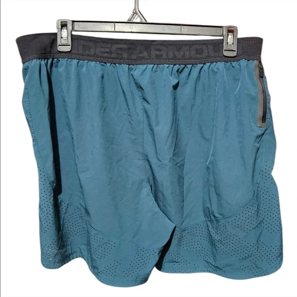 Under Armour Mens 3XL Stretch Woven Running Shorts Teal Zip Pocket‎ Performance