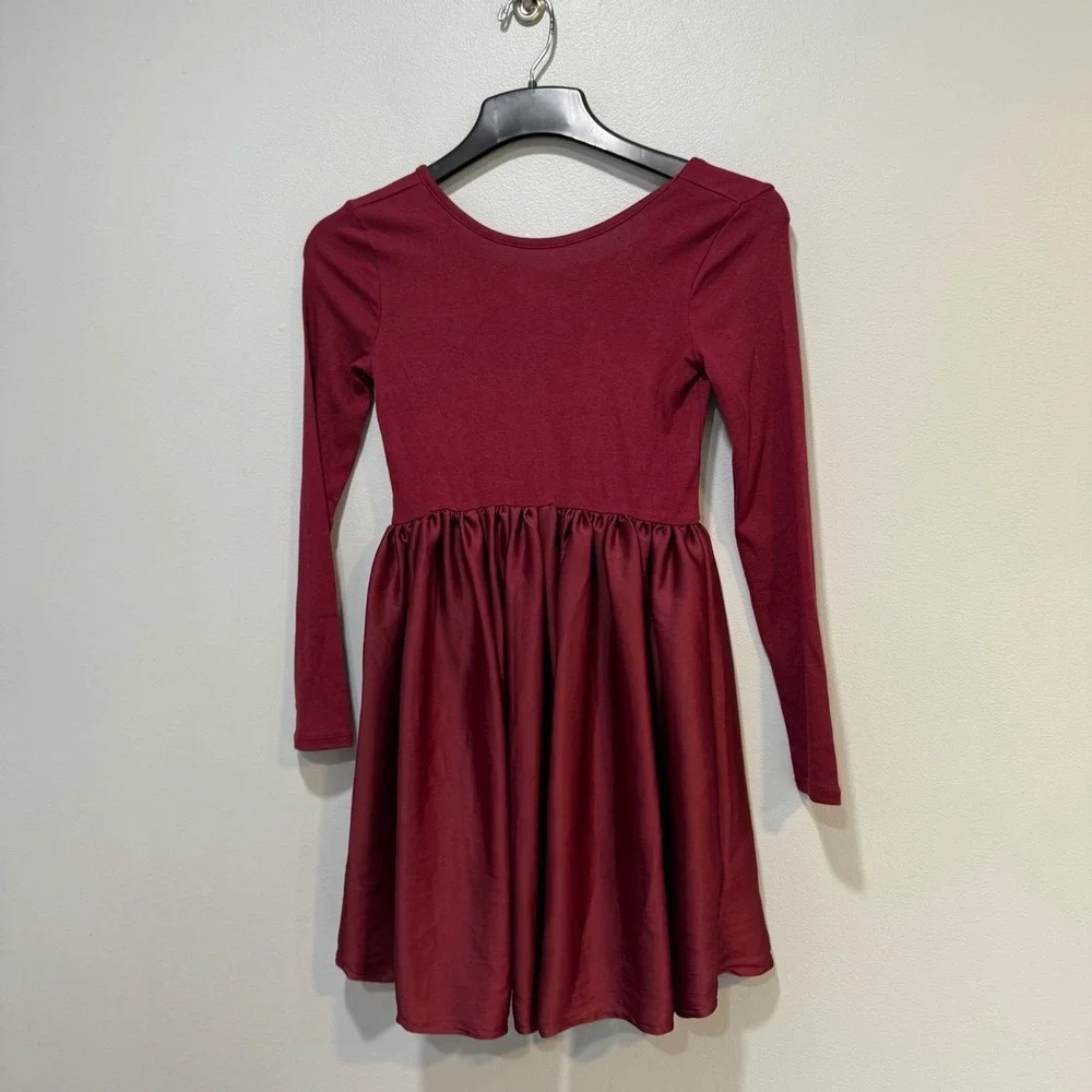 GAP Kids‎ Girls Burgundy Long Sleeve Skater Dress Size XL 12 new Christmas