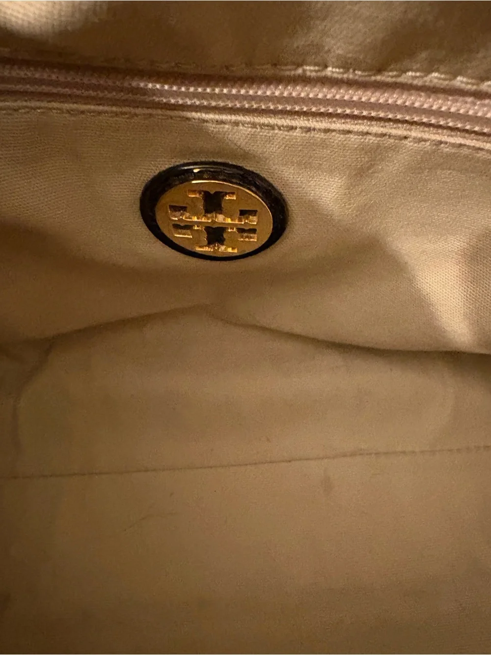 Tory Burch Black Nylon Tote with Patent Trim and Logo
