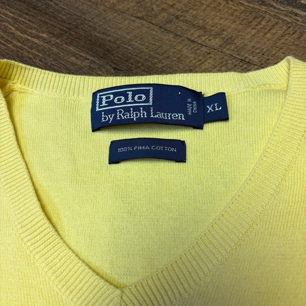 Polo Ralph Lauren Sweater Vest Mens XL Yellow Pima Cotton Pullover Classic Knit