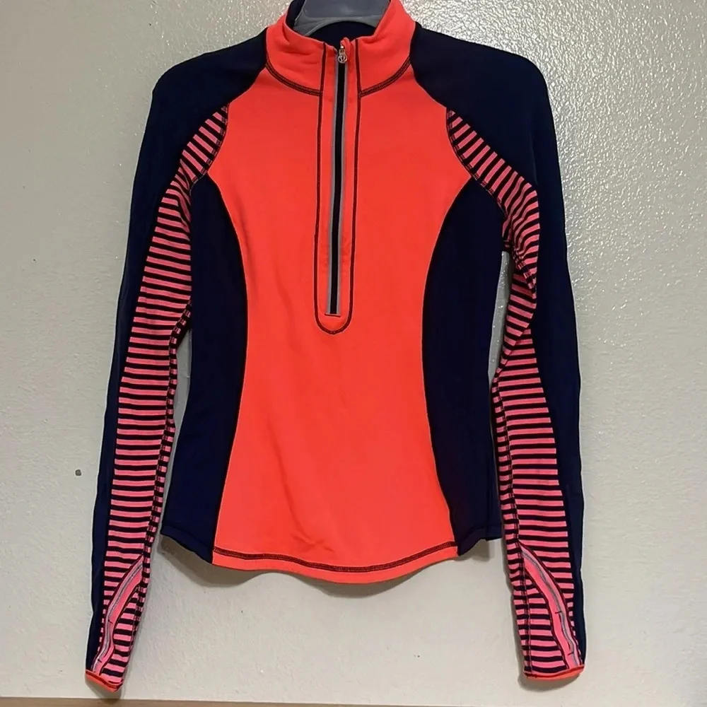 Lululemon Tops 1/2 Zip Up Pullover Sweatshirt Blue Orange size 2 (no tag) b-1