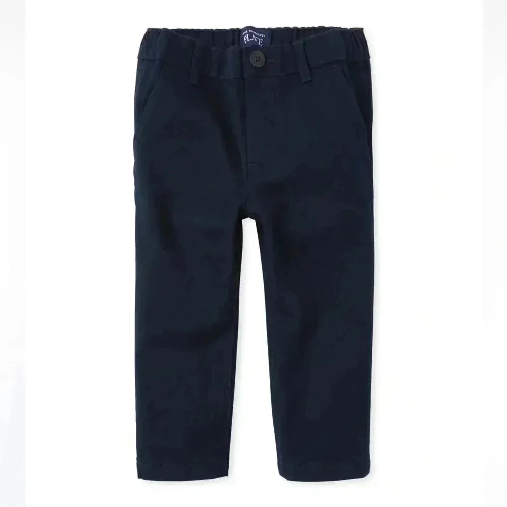 Toddler Boys Uniform Stretch Straight Chino Pants - New Navy