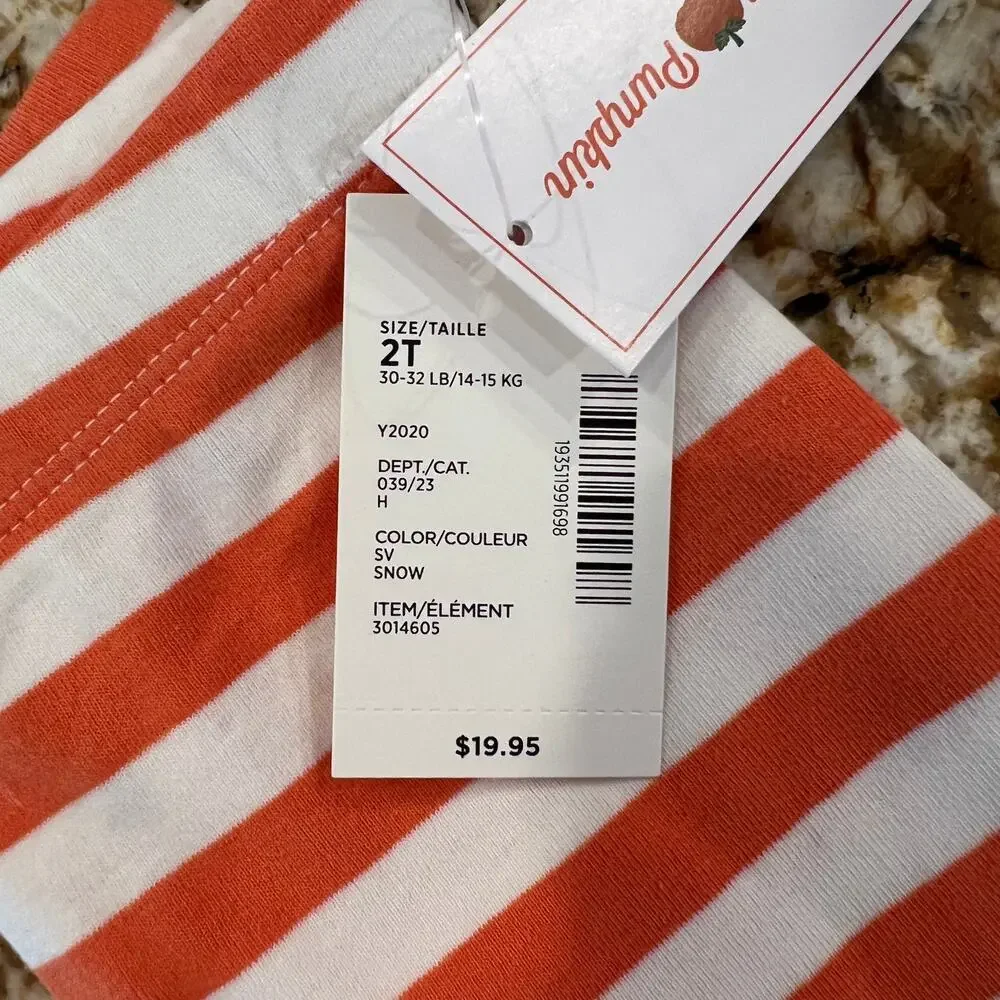 NWT Gymboree Orange & Ivory Striped Leggings & Halloween Layered Top - SIZE 2T
