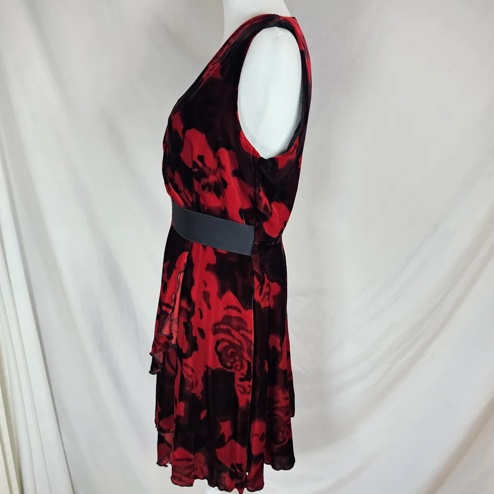 RACHEL Rachel Roy Red and Black Asymmetrical Fit and‎ Flare Dress
