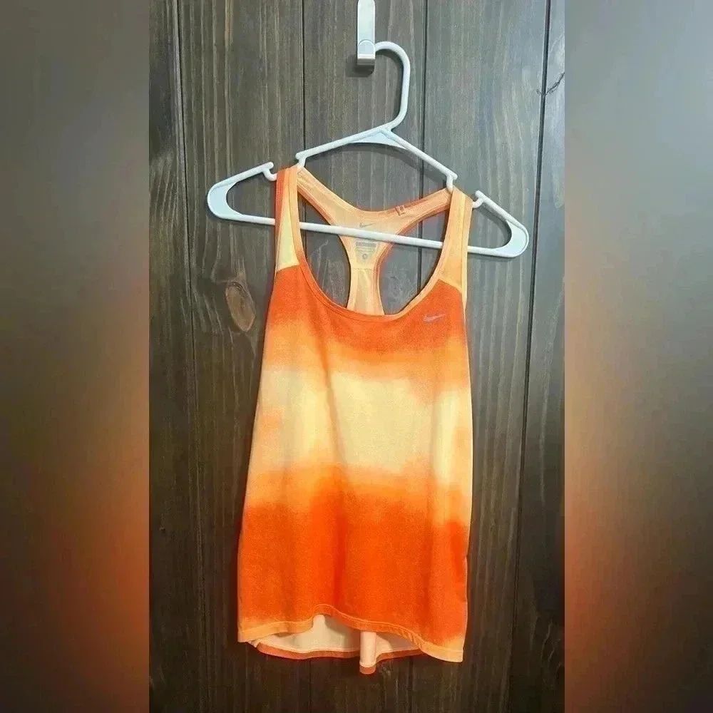 Nike Dry Fit Orange Tie Dye Active Racerback Tank Top S