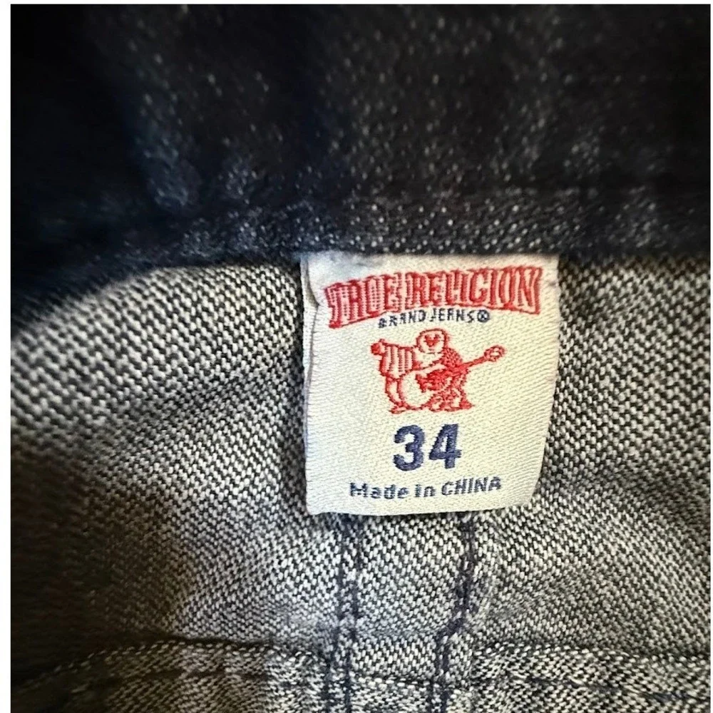 True Religion Ricky Straight Leg‎ Mens Jeans Dark Indigo Blue Denim 34x33 Inseam