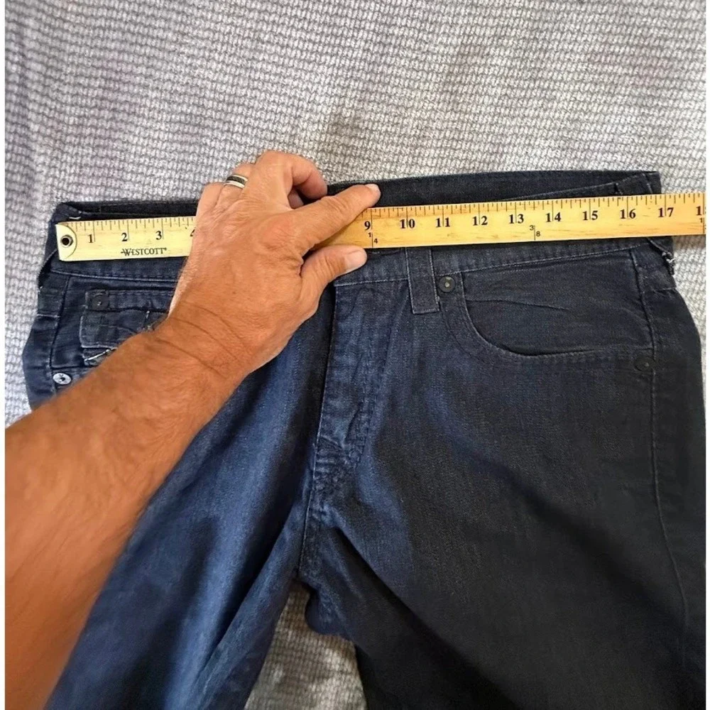 True Religion Ricky Straight Leg‎ Mens Jeans Dark Indigo Blue Denim 34x33 Inseam
