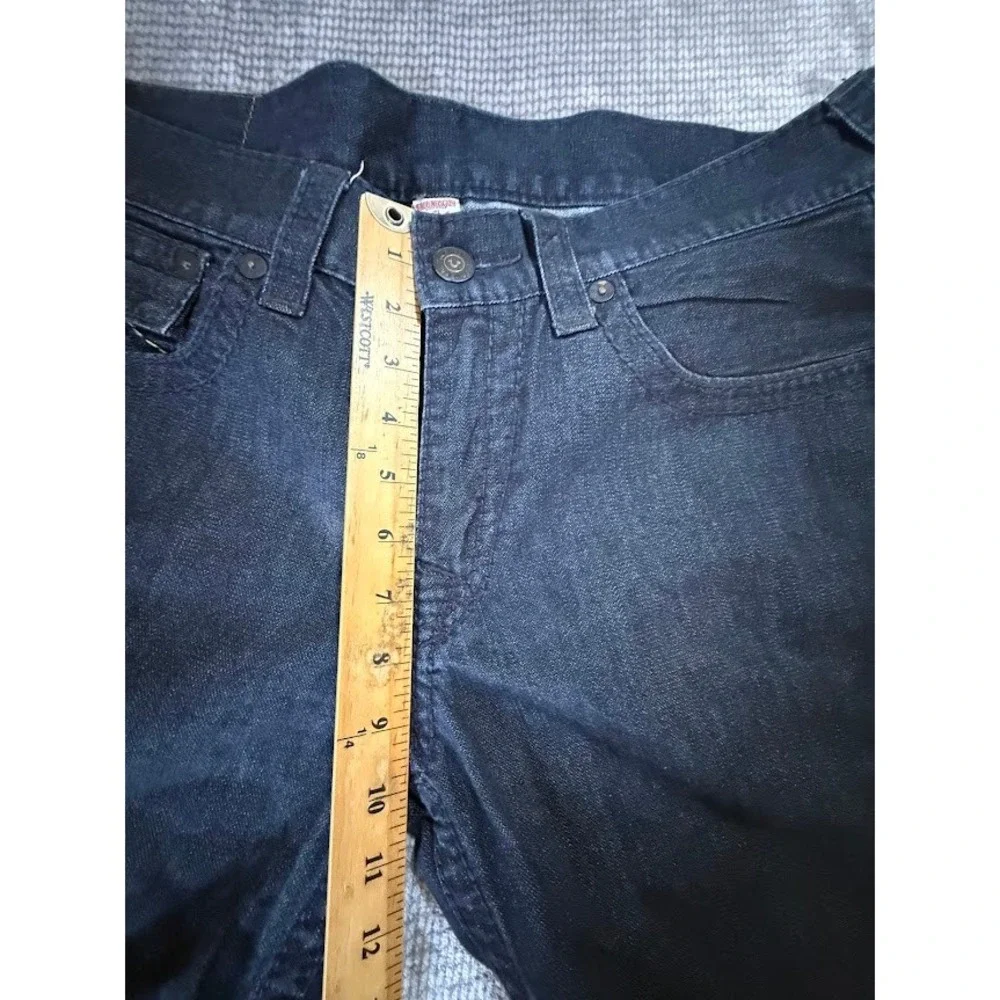 True Religion Ricky Straight Leg‎ Mens Jeans Dark Indigo Blue Denim 34x33 Inseam