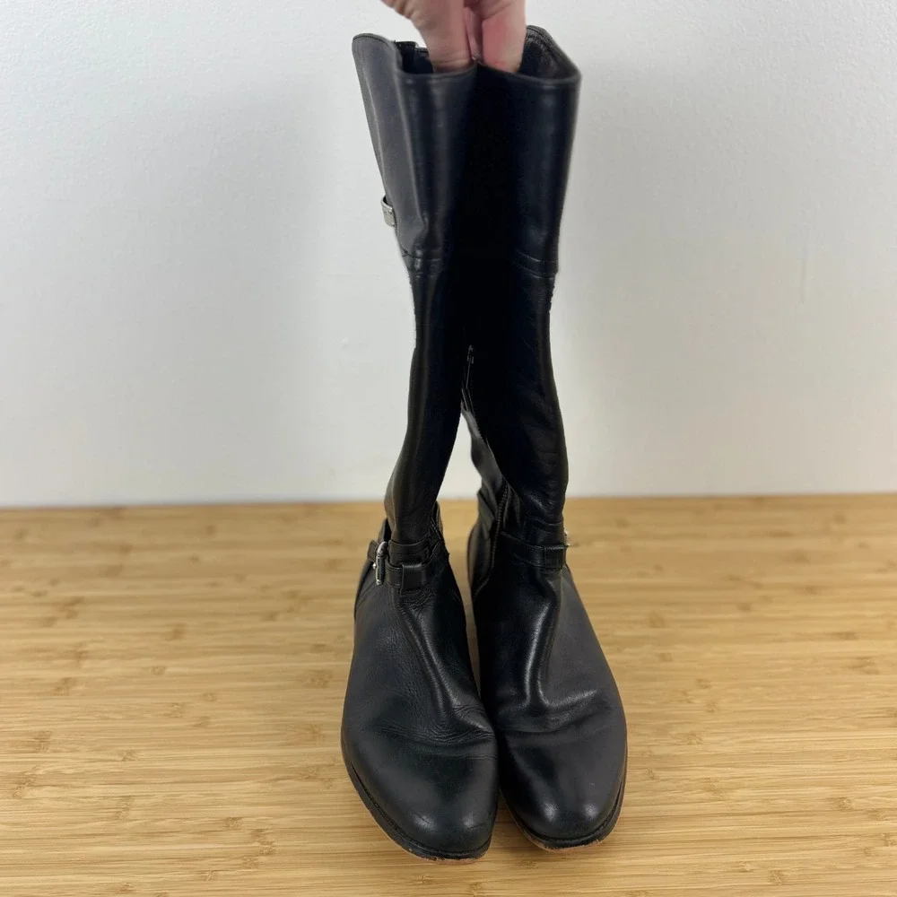 COACH Micha Black Leather Knee High Boots‎ Wide Calf Size 9.5 B A6848