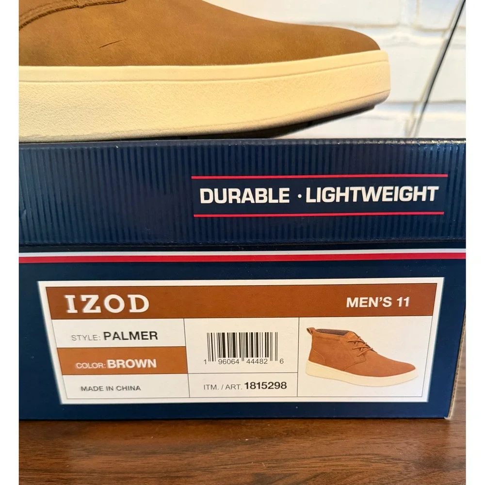 NWT IZOD Palmer Mens 11 Brown Memory Foam Chukka Boot Sneakers Preppy Classic