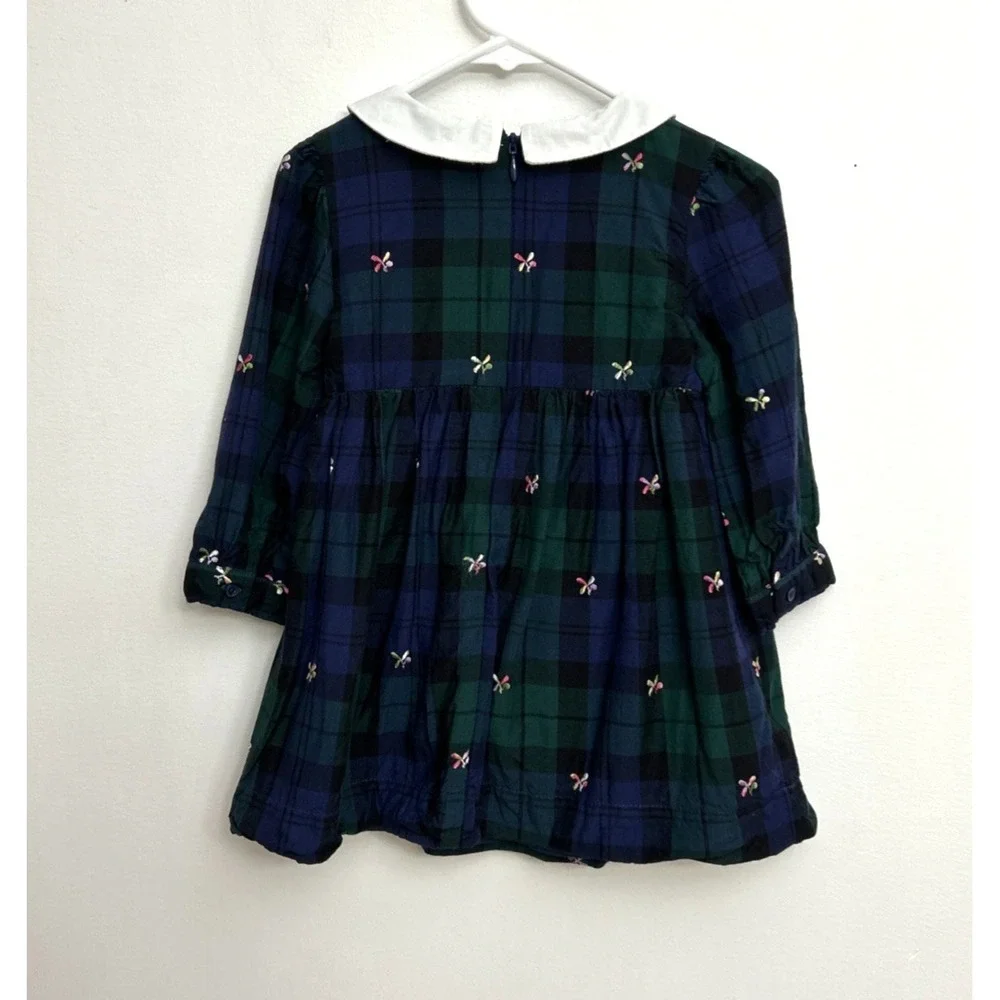 Gap x Sarah Jessica Parker Dress & Bloomers 2T Collared Blue Green Plaid Floral
