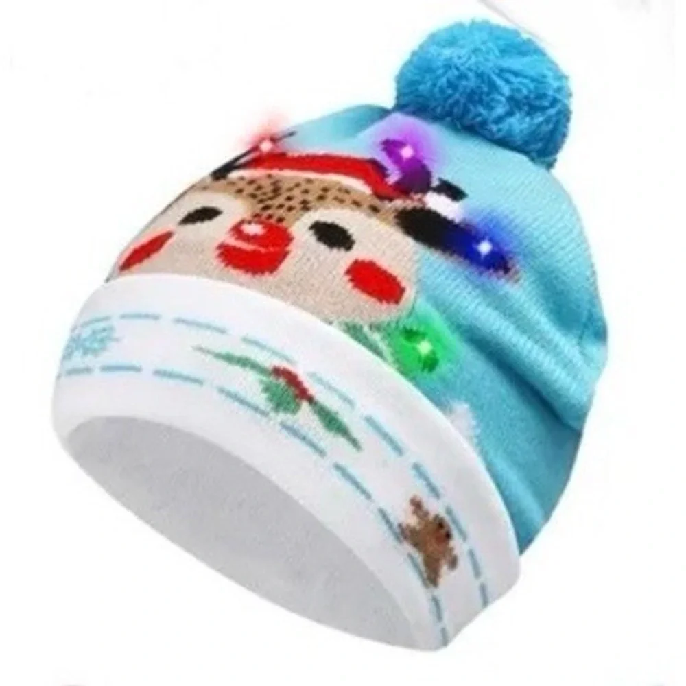 Gorro De Punto Navideño Con Luces LED Unisex 3 Modos De Iluminación Paquete De 4
