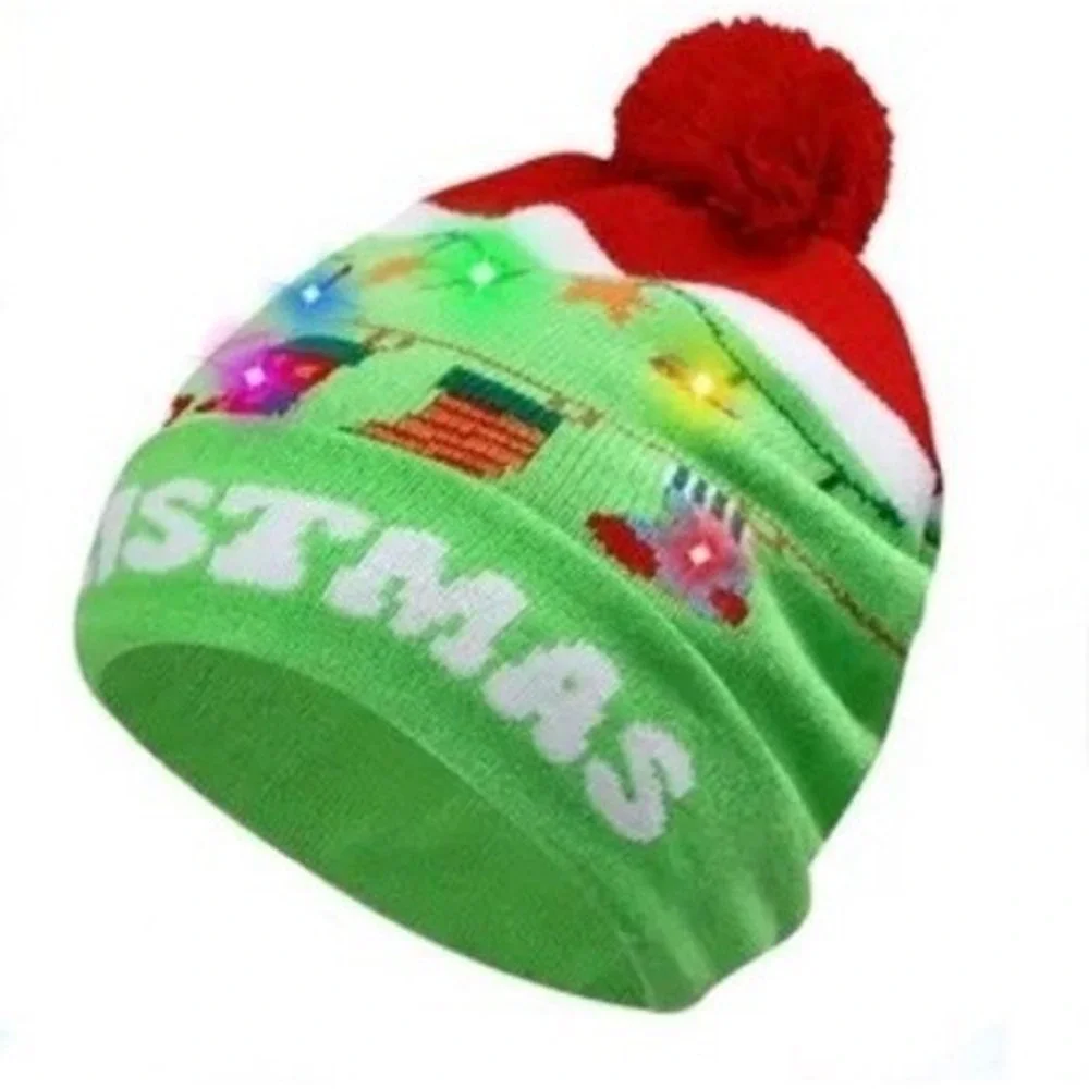 Gorro De Punto Navideño Con Luces LED Unisex 3 Modos De Iluminación Paquete De 4
