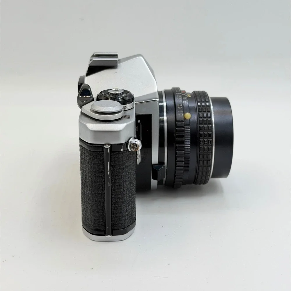 Pentax ME 35mm Film SLR Camera with SMC Pentax-M 50mm f1.7 Lens Silver Black