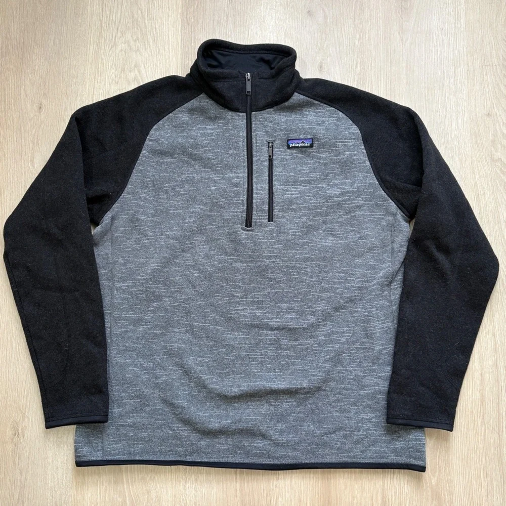 Patagonia Better Sweater 1/4 Zip Fleece Pullover Mens XL Grey Black 25522 FA16