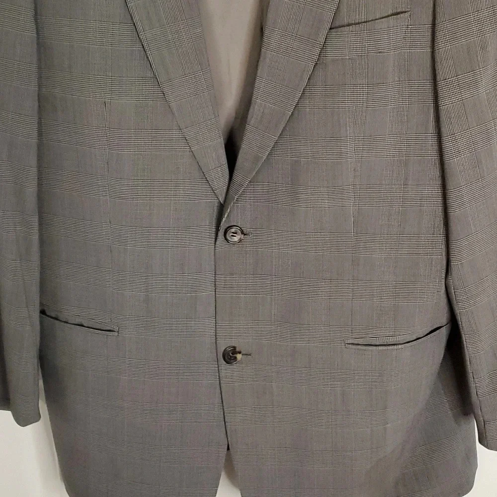 Hugo Boss Mens Sports Coat Plaid Black & Grey