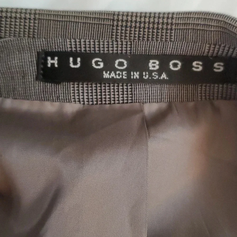 Hugo Boss Mens Sports Coat Plaid Black & Grey