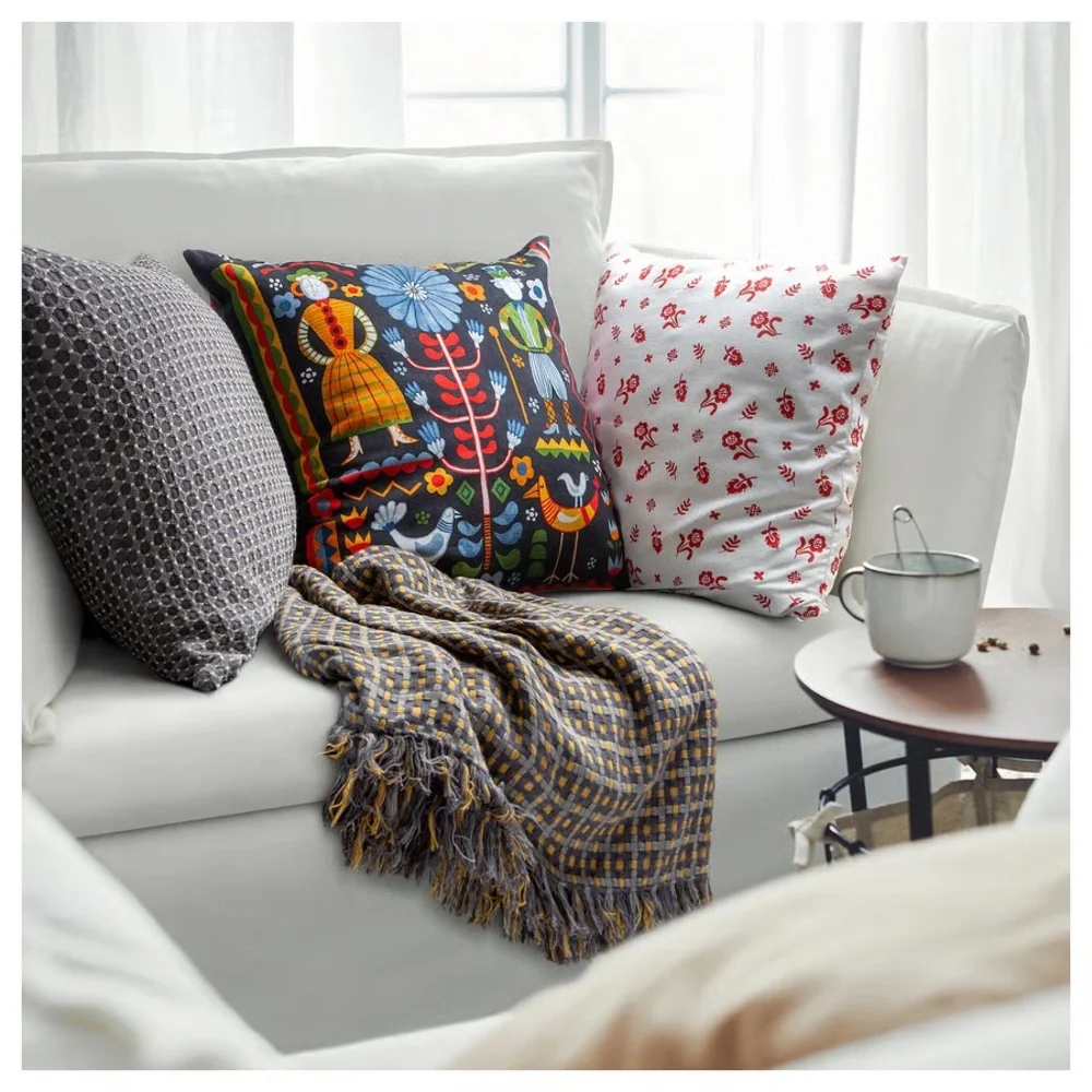 Gray and Yellow Checkered Throw Blanket