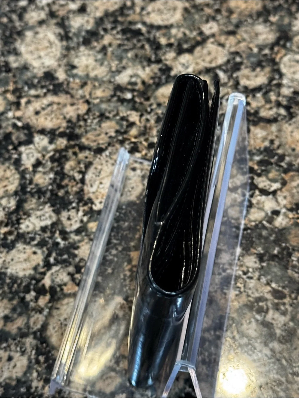 Gucci Black Patent Leather Compact Wallet VINTAGE