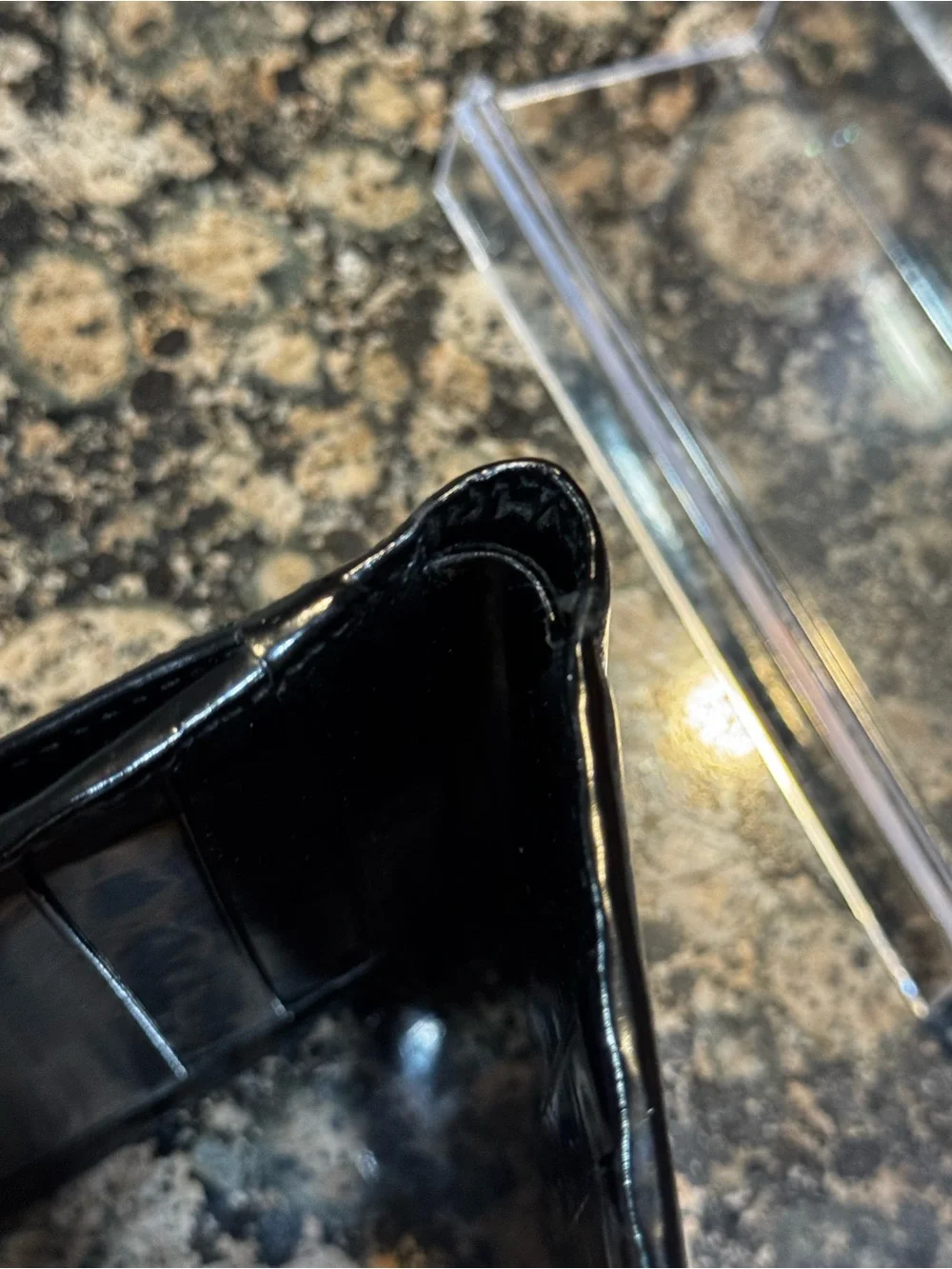 Gucci Black Patent Leather Compact Wallet VINTAGE