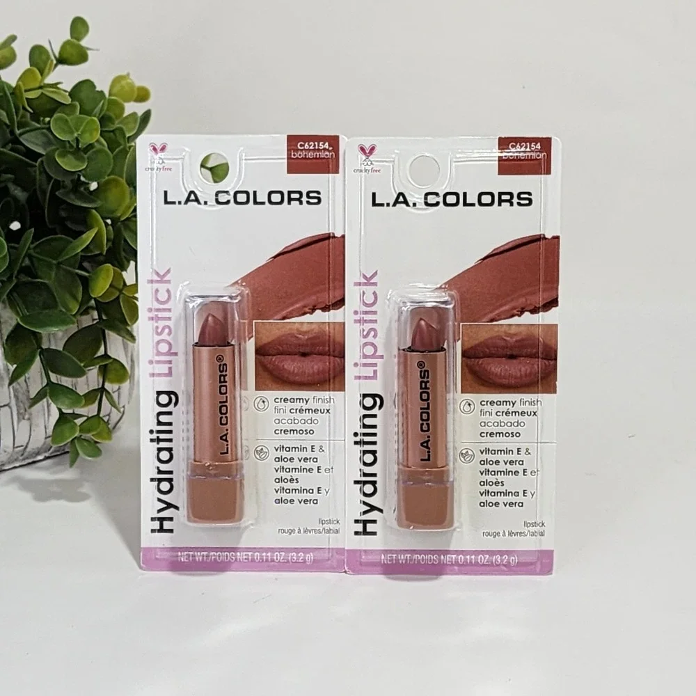 L.A. Colors Hydrating Lipstick Bohemian Creamy Finish C62154 - Lot of 2